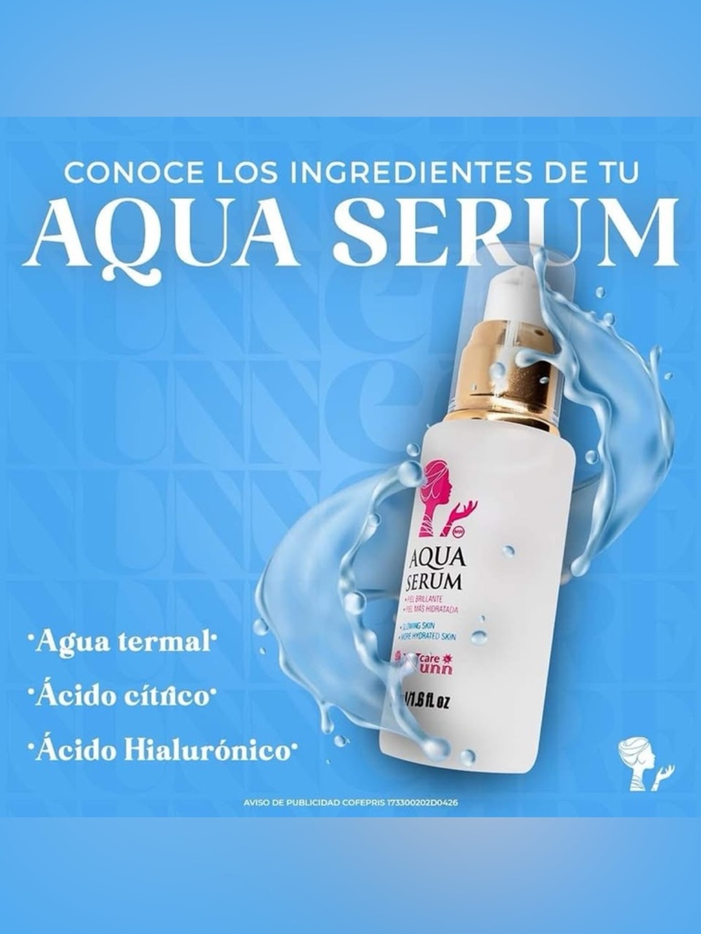 Nunn Care Aqua Serum 100% Original Hydrating Facial Serum – 50ml (White & Gold) - Picture 2 of 6